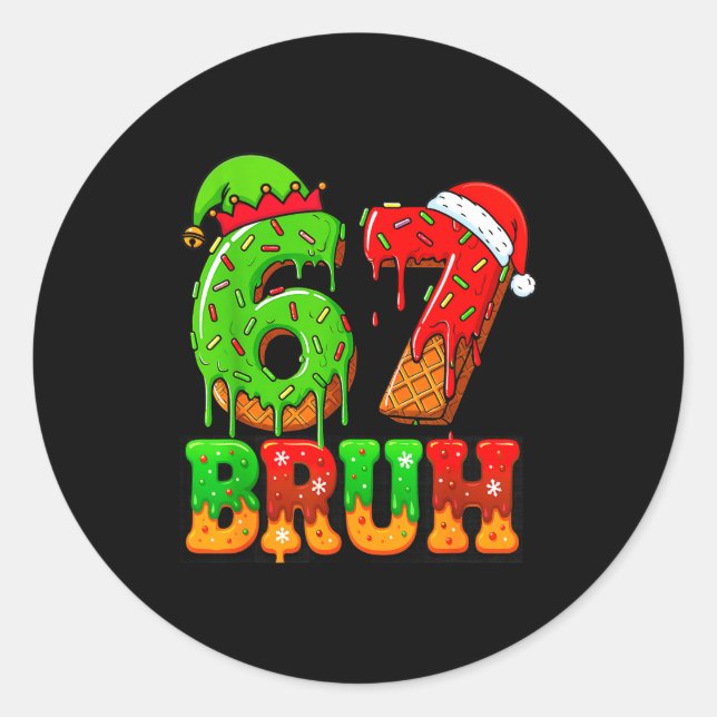 Sticker Rond Six Seven 67 Meme 6 7 Christmas Men Women Boys Gir (Devant)
