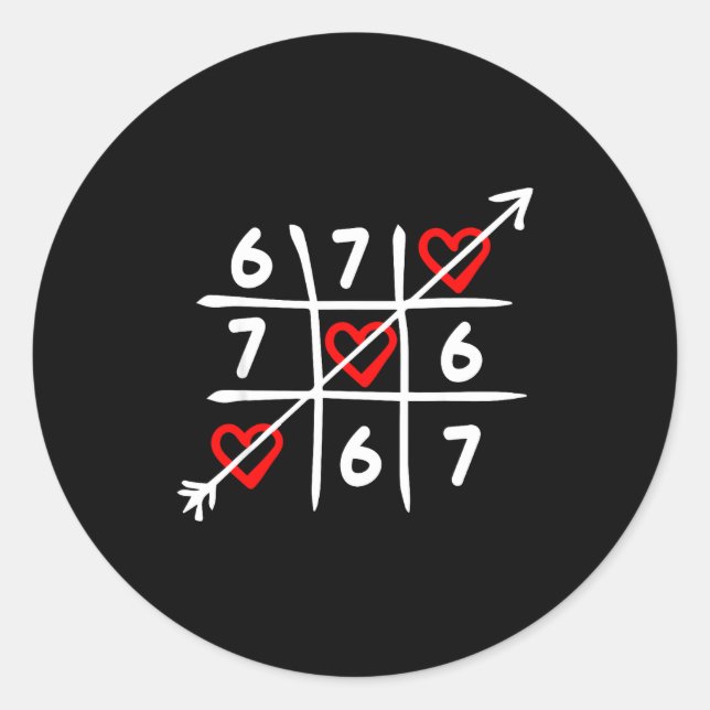 Sticker Rond Six Seven 67 Meme 6 7 Valentines Day Heart Men Wom (Devant)