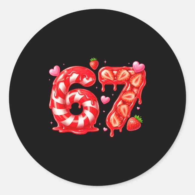 Sticker Rond Six Seven 67 Meme 6 7 Valentines Day Heart Men Wom (Devant)