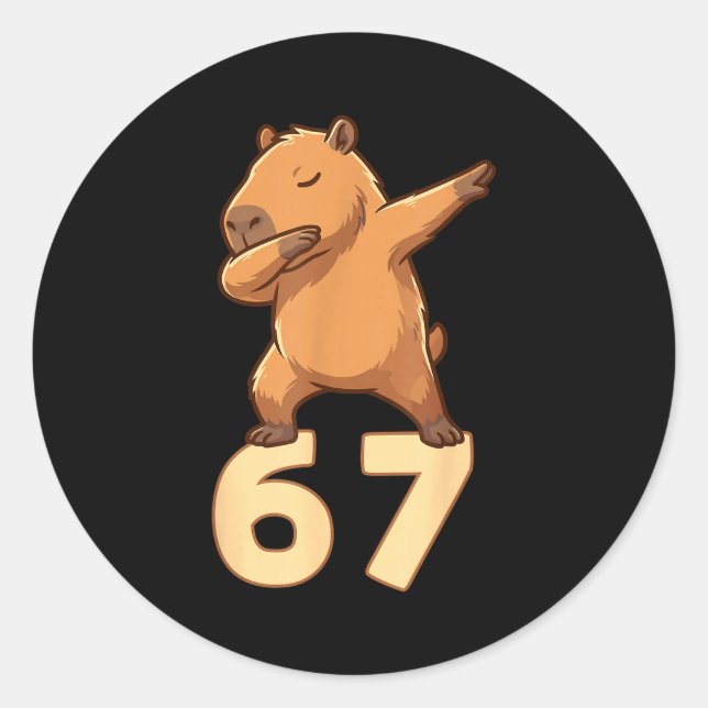 Sticker Rond Six Seven 67 Meme Capybara Funny 67 Capybara For K (Devant)