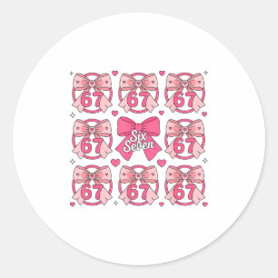 Sticker Rond Six Seven 67 Mème Coquette Arc 6 7 Saint-Valentin 
