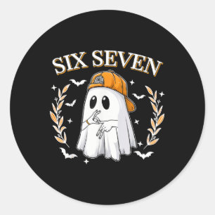 Sticker Rond Six Seven 67 Mème Drôle Fantôme Halloween 6 7 Coup