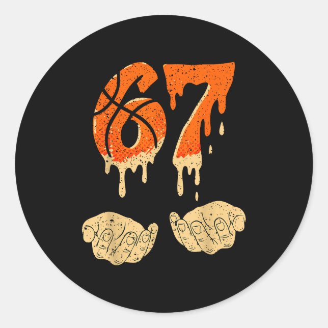Sticker Rond Six Seven 6 7 Gen Alpha Slang Basketball Ice Cream (Devant)