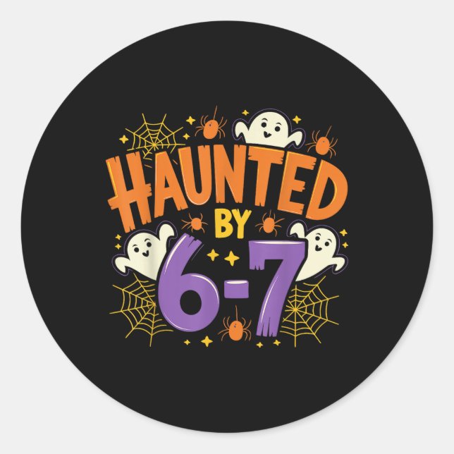 Sticker Rond Six Seven 6 7 Halloween squelette main fantôme (Devant)