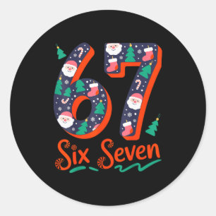 Sticker Rond Six Seven 6 7 Mème Humour Père Noël Elfe 67 Noël P