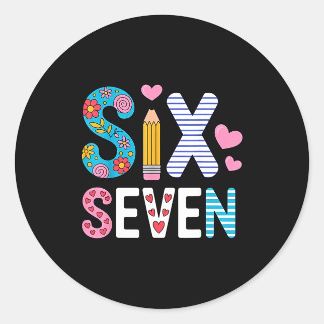 Sticker Rond Six Seven 6 7 Meme Teacher  (Devant)