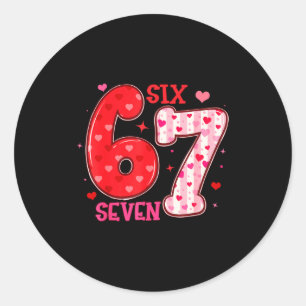 Sticker Rond Six Seven 6 7 Saint-Valentin Tendance Meme de la S