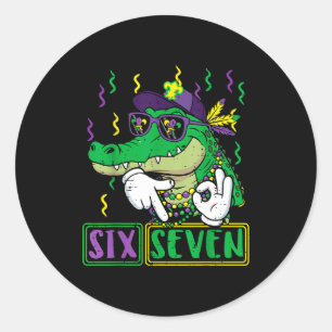 Sticker Rond Six Seven Alligator 6 7
