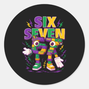 Sticker Rond Six Seven Brainrot Italien Drôle 67 Enfants Mardi