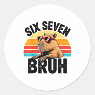 Sticker Rond Six Seven Bruh 67 Mème Capybara