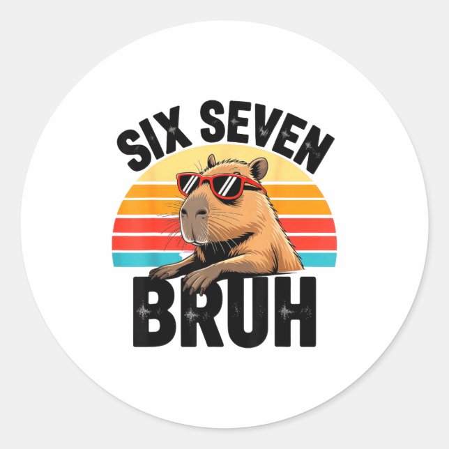 Sticker Rond Six Seven Bruh 67 Meme Capybara  (Devant)