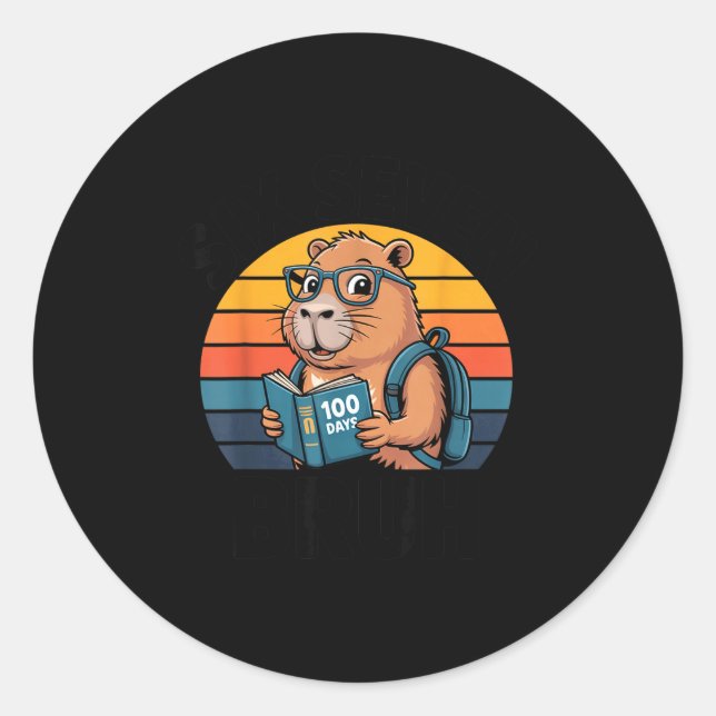 Sticker Rond Six Seven Bruh 67 Meme Funny 100 Days Of School Ca (Devant)