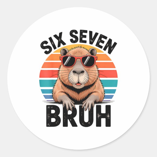 Sticker Rond Six Seven Bruh 6 7 Mème Drôle Capybara 6 7  (Devant)