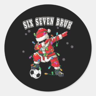 Sticker Rond Six Seven Bruh Noël Football Santa Dabant Drôle
