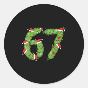 Sticker Rond Six Seven Christmas Pickle Funny Holiday 67 Meme 