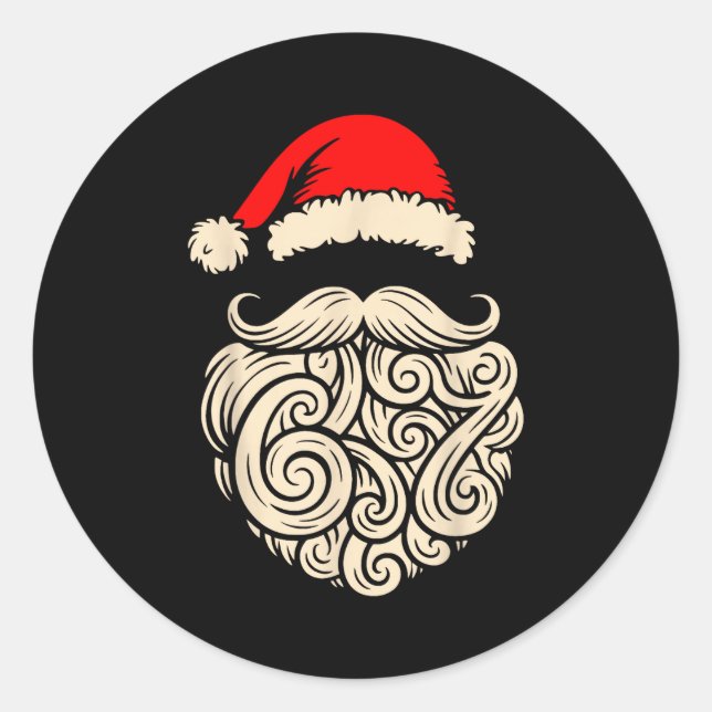 Sticker Rond Six Seven Christmas Santa Meme 6 7 Holiday Humor D (Devant)