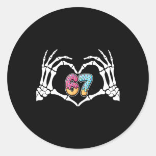 Sticker Rond Six Seven Crème Glacée Dégoulinante 67 Mème Squele
