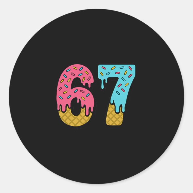 Sticker Rond Six Seven Crème Glacée Drip Sport 67 Fun Mason Mèm (Devant)