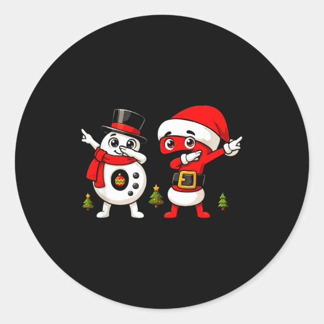 Sticker Rond Six Seven Dabbing Cool Meme 67 Drôle Numéro de Dab (Devant)