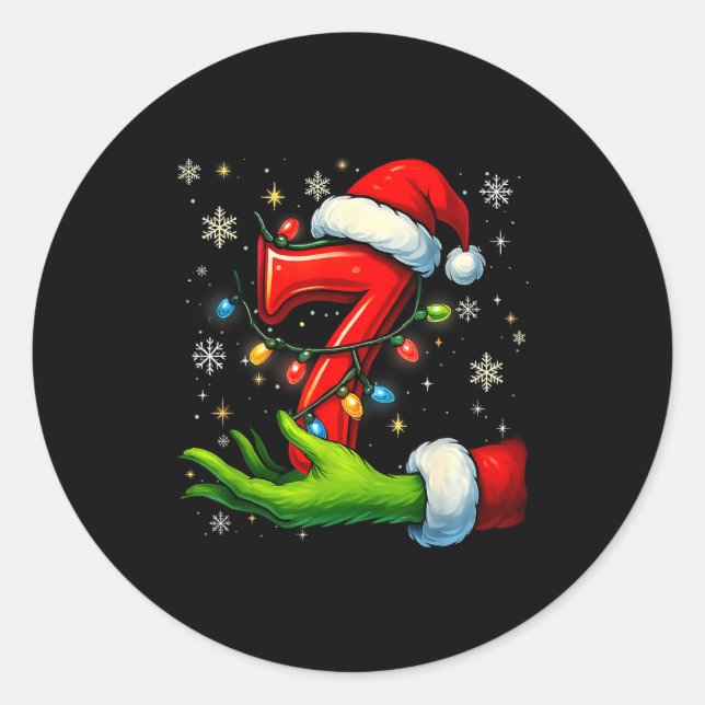 Sticker Rond Six Seven Funny Christmas Meme Couple Matching  (Devant)