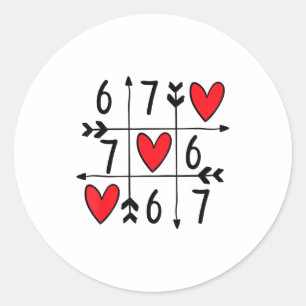 Sticker Rond Six Seven Gamer 67 Saint-Valentin 6 7 Drôle