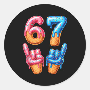 Sticker Rond Six Seven Glace Dégoulinante 67