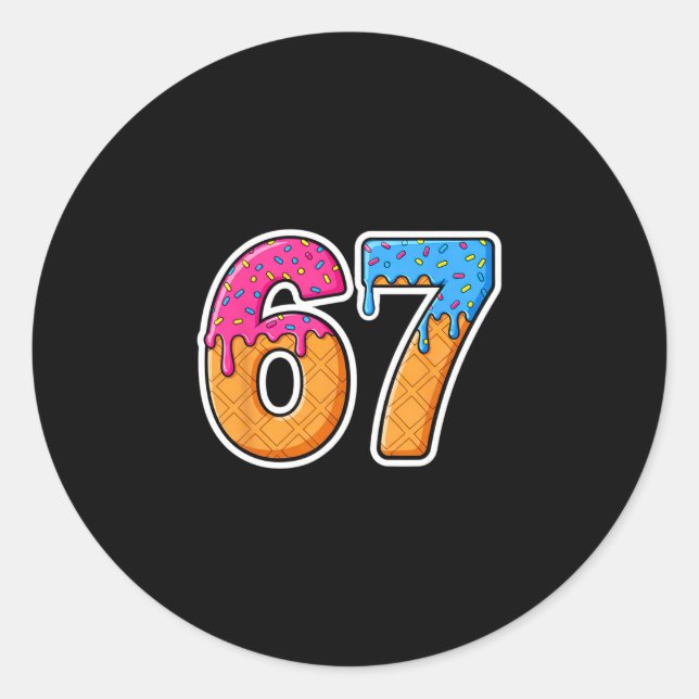 Sticker Rond Six Seven Glace Drip Gen Alpha Argot 6 7 Tendance (Devant)