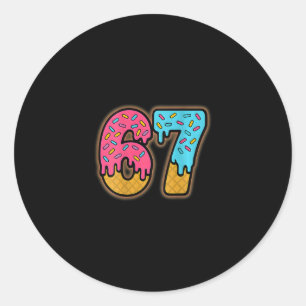 Sticker Rond Six Seven Ice Cream Drip Sport 67 Fun Mason Meme (
