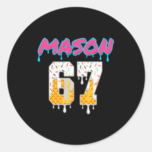Sticker Rond Six Seven Ice Cream Drip Sport 67 Fun Mason Meme P