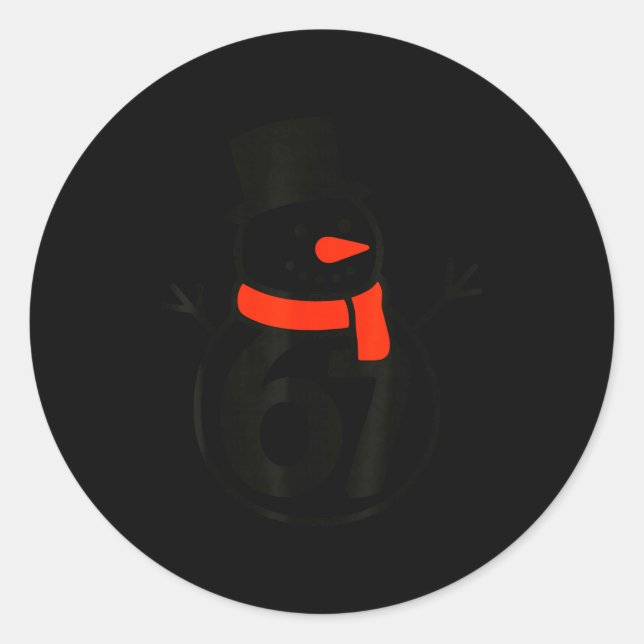 Sticker Rond Six Seven Kids 67 Boys Girls 6 7 Christmas Snowman (Devant)