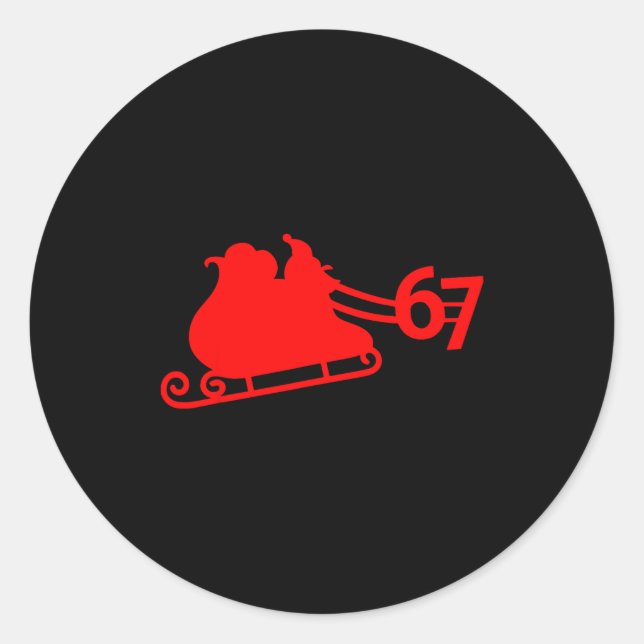 Sticker Rond Six Seven Kids 67 Boys Girls 6 7 Santa Claus Sleig (Devant)