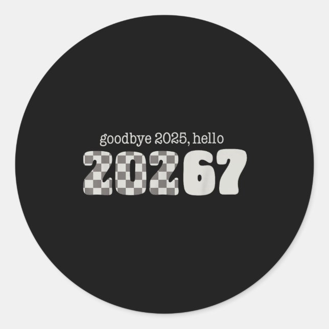 Sticker Rond Six Seven Kids New Years Goodbye 2026 Hello 67 Num (Devant)