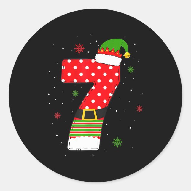 Sticker Rond Six Seven Matching 67 Christmas Elf Hat Meme Gen A (Devant)