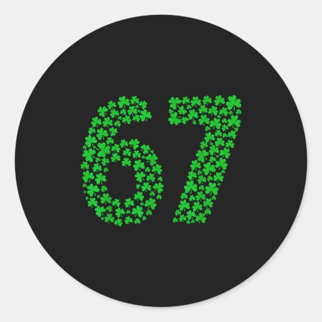 Sticker Rond Six Seven Meme 67 St Patrick's Day Shamrocks Men W (Devant)