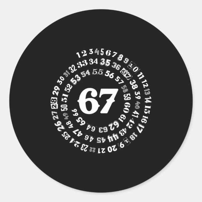 Sticker Rond Six Seven Meme 6-7 Spiral Numbers Impression Génér (Devant)