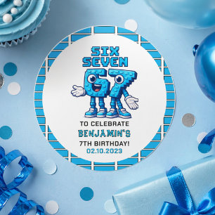 Sticker Rond Six Seven Meme 7e Anniversaire Drôle Tendance