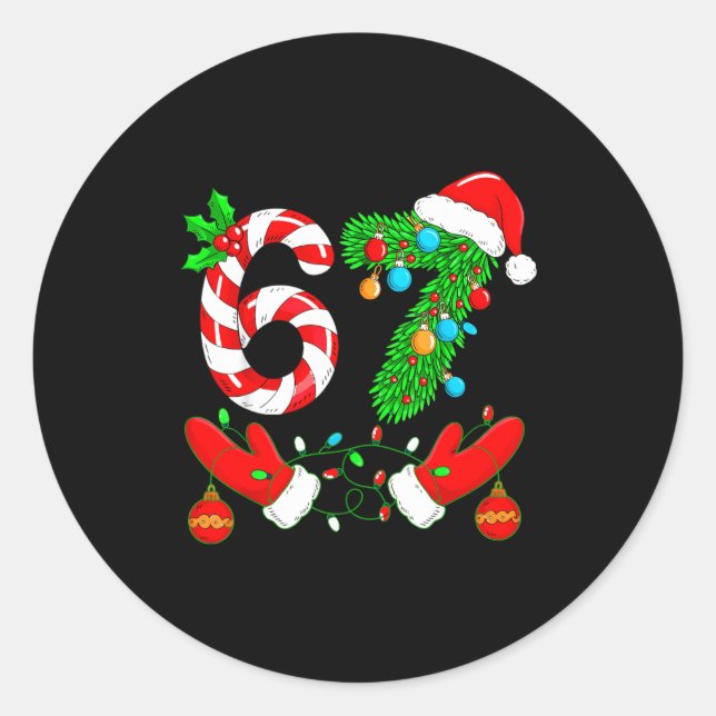 Sticker Rond Six Seven Meme Christmas 67 Santa Christmas  (Devant)