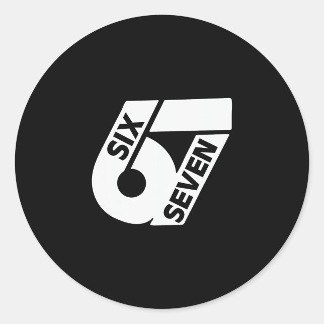 Sticker Rond Six Seven Mème Cool 67 Numéro Drôle  (Devant)
