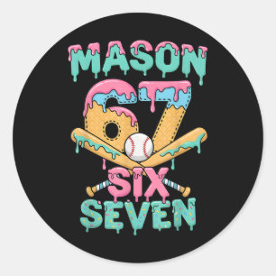Sticker Rond Six Seven Meme Mason Crème Glacée Drip Drôle Byseb