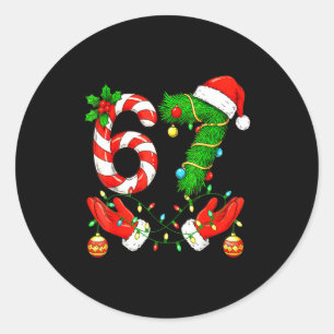 Sticker Rond Six Seven Meme Noël 67 Père Noël Noël drôle