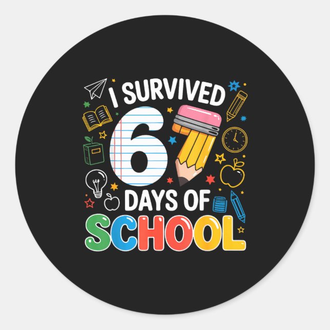 Sticker Rond Six Seven Meme Survived 67 Days Of School Student  (Devant)