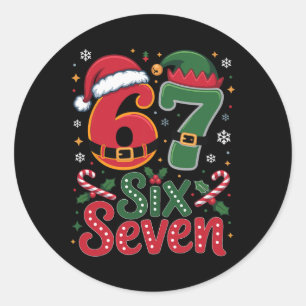Sticker Rond Six Seven Noël 6 7 Christmas Pour Garçons Hommes E