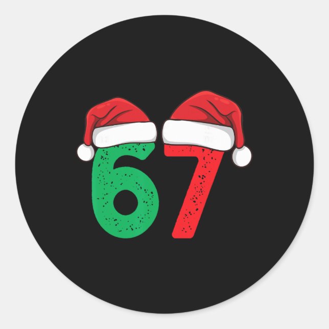 Sticker Rond Six Seven Noël 6 7 Meme Drôle Noël  (Devant)