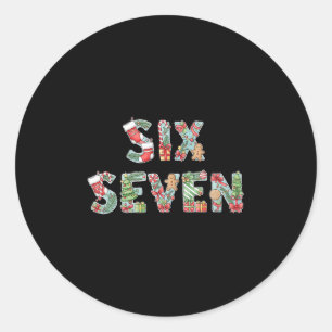 Sticker Rond Six Seven Noël Mème 67 Drôle de Vacances Hommes Fe