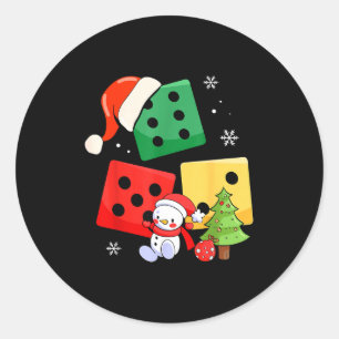 Sticker Rond Six Seven Noël Trois Dés Chapeau de Père Noël 67 M