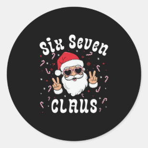 Sticker Rond Six Seven Santa Claus Drôle 67 Noël Meme Garçons