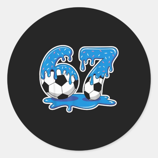 Sticker Rond Six Seven Soccer Ice Cream Drip Funny Design  (Devant)