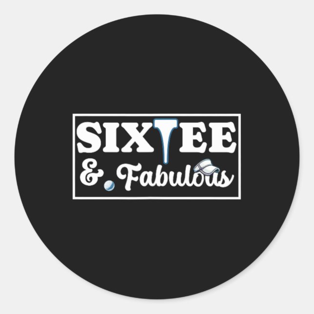 Sticker Rond Six Tee Golf Anniversaire 60e anniversaire Femme H (Devant)