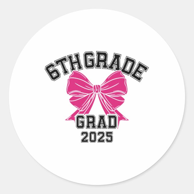 Sticker Rond Sixième 6e année 2e année 2025 Bow élémentaire Sch (Devant)