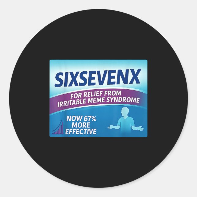 Sticker Rond Sixsevenx Relief From Meme Numbers Parody Teacher  (Devant)